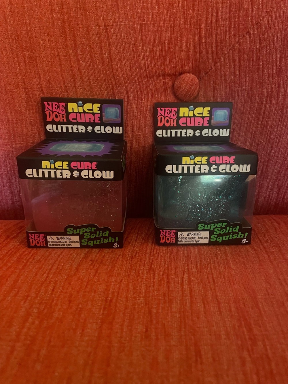NeeDoh Glitter and Glow Nice Cube, Set of Two